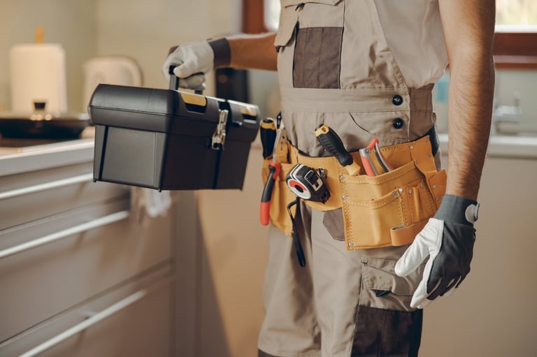 Professional handyman in kitchen
